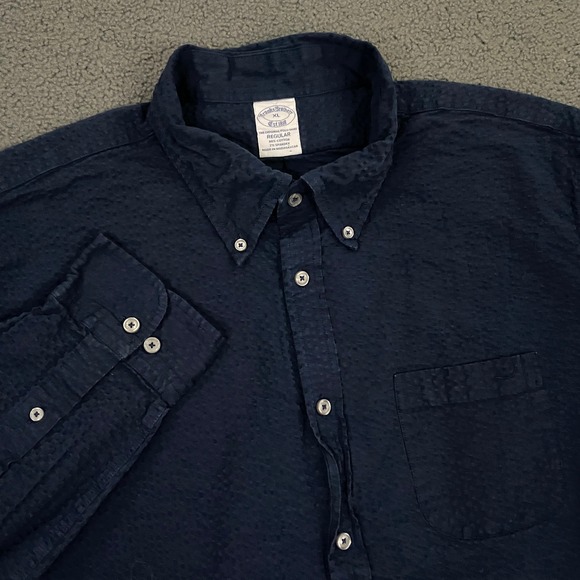 Brooks Brothers Other - Brooks Brothers Button Down Shirt Mens XL Navy Seersucker Regular Fit